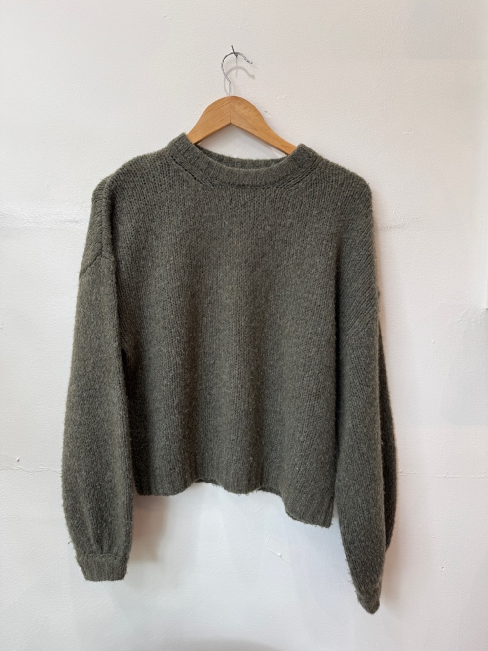 NAADAM Olive Green Relaxed Crewneck Sweater